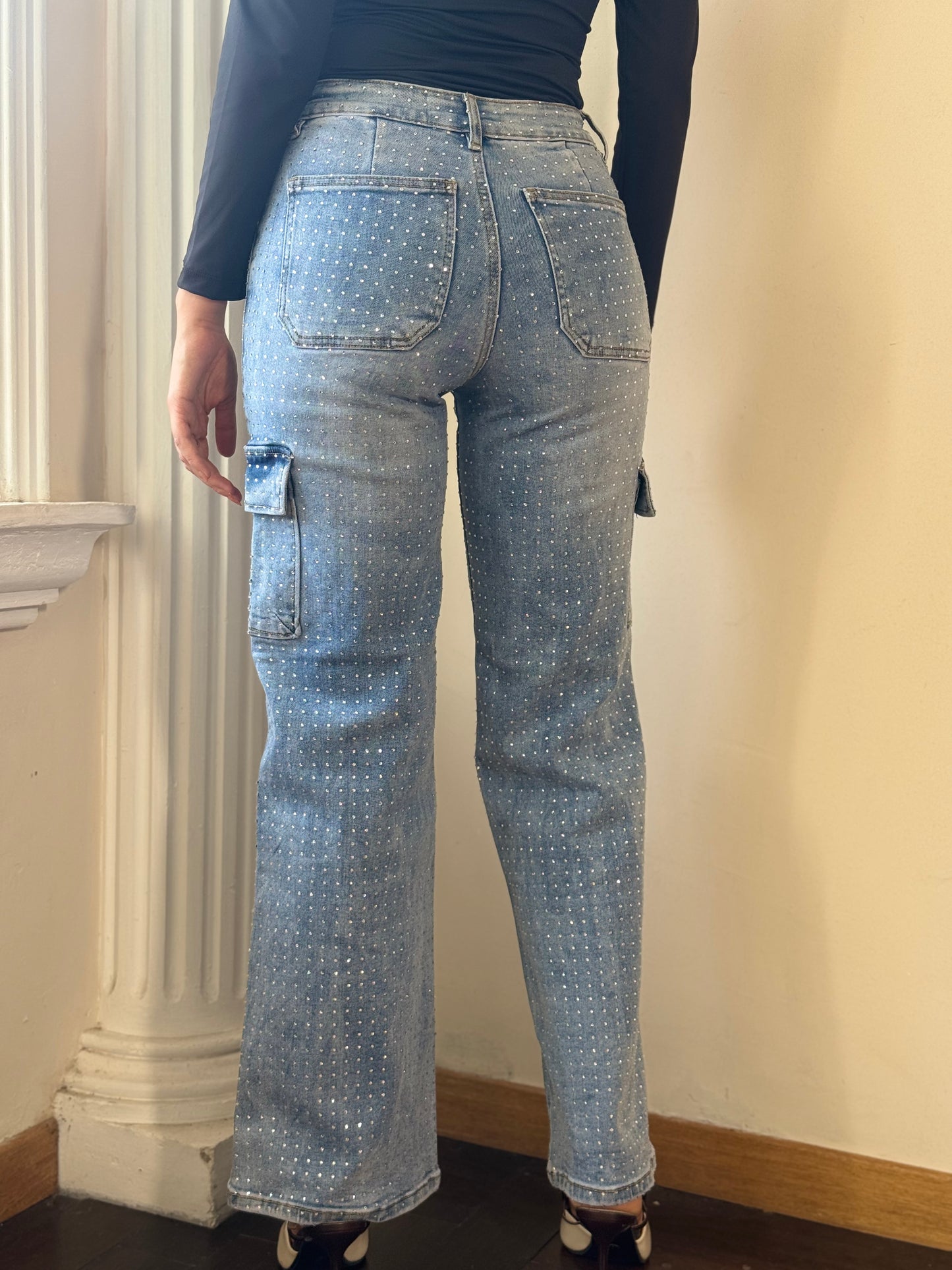 Pantalón cargo brillos