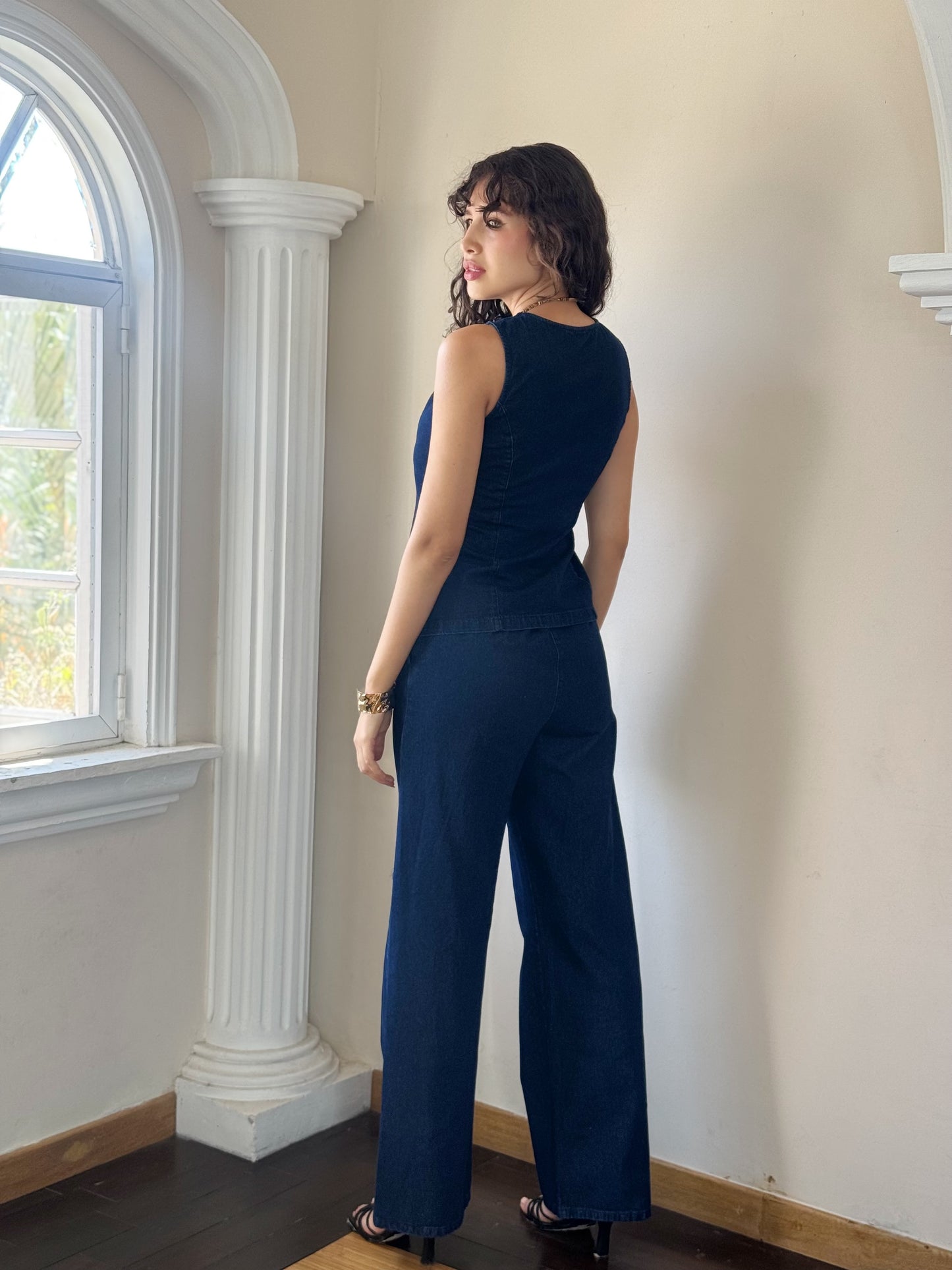 Conjunto de chaleco mezclilla