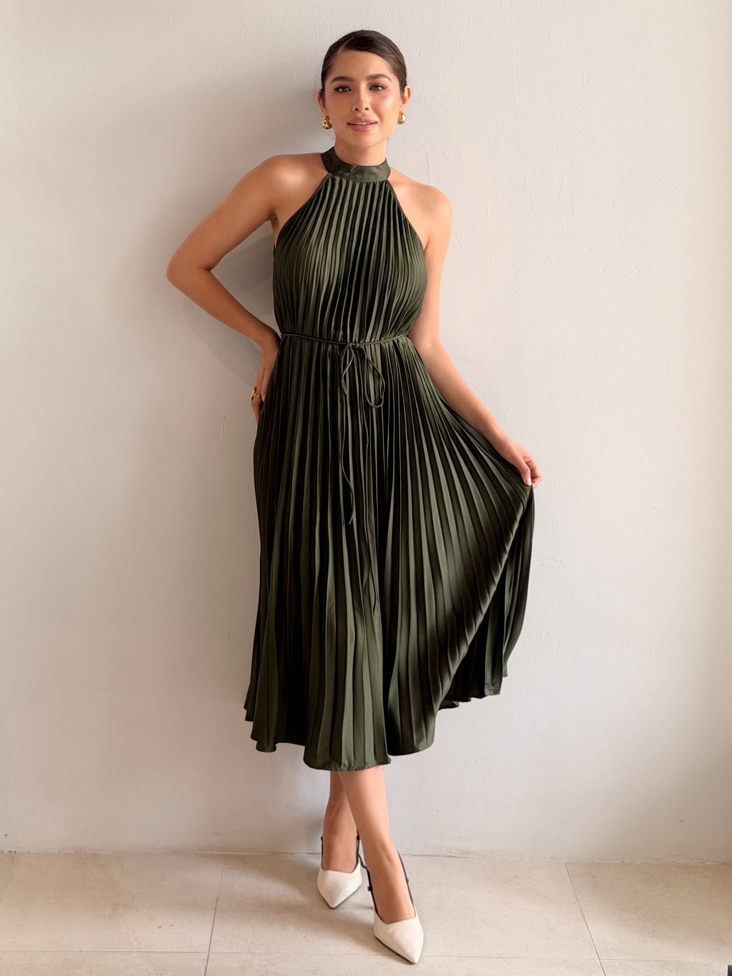 Vestido Plisado Halter