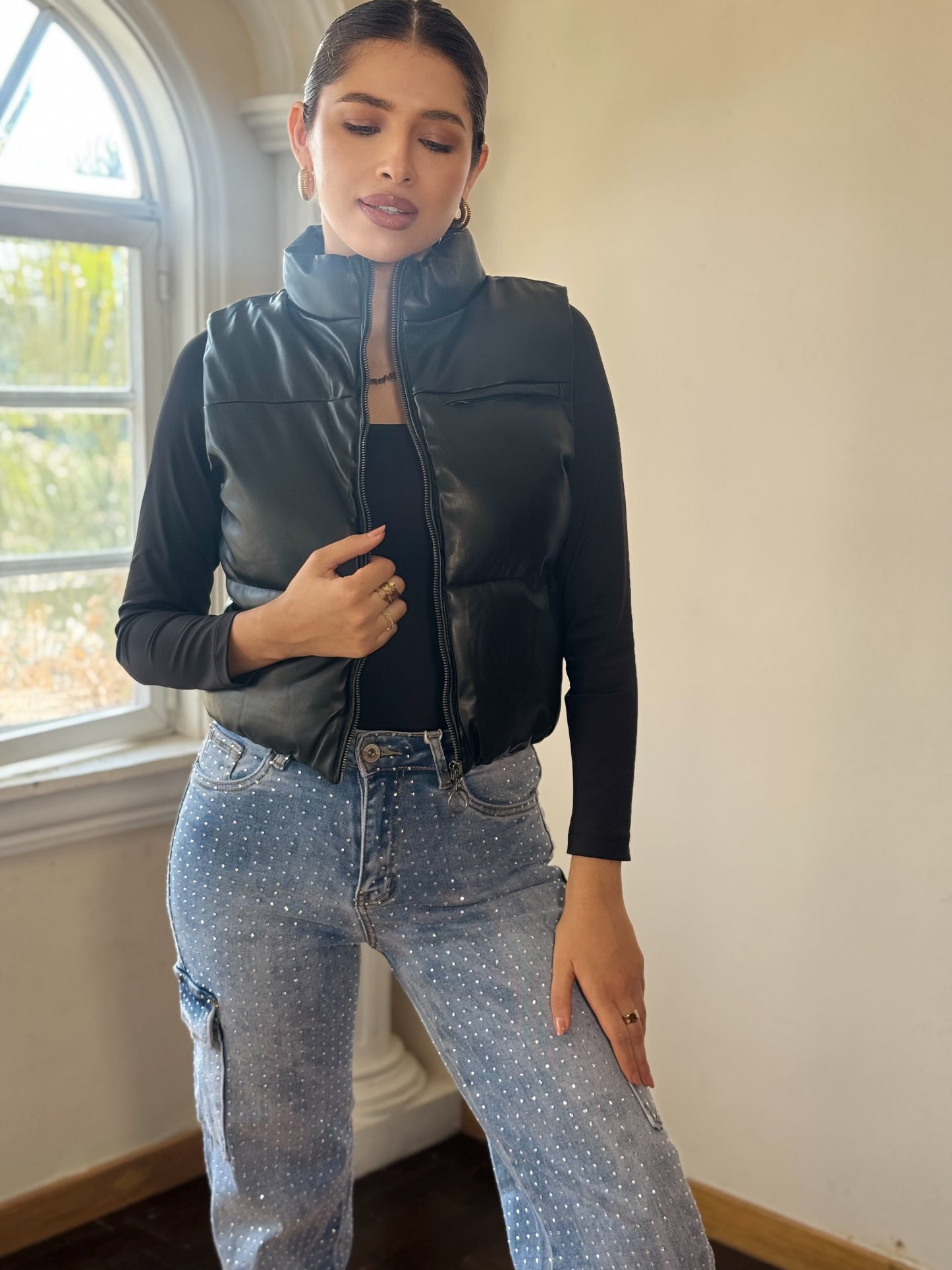 Chaleco bomber vinipiel