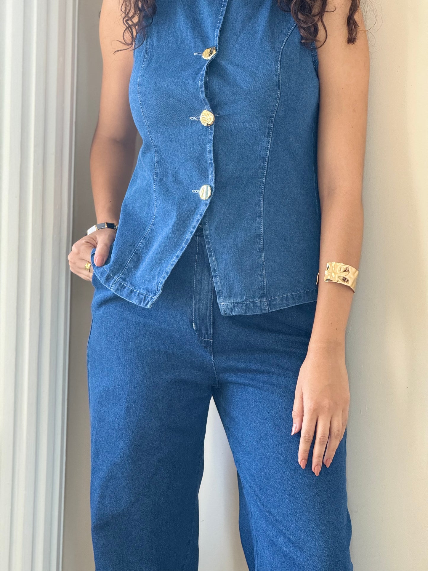 Conjunto de chaleco mezclilla