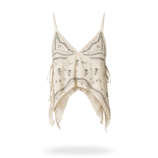 Blusa de tirantes asimétrica bordada