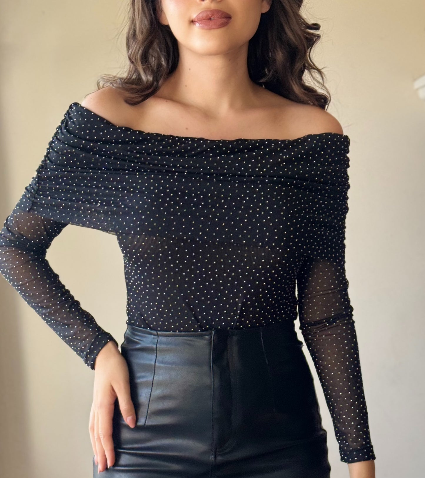 Body hombros descubiertos con brillos