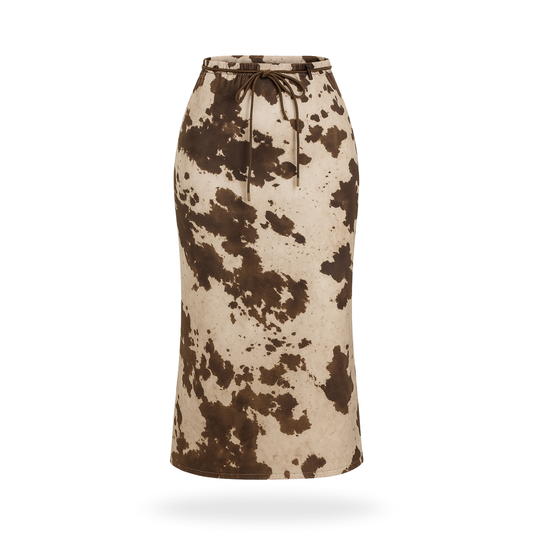 Falda con cinturón satinada vaca
