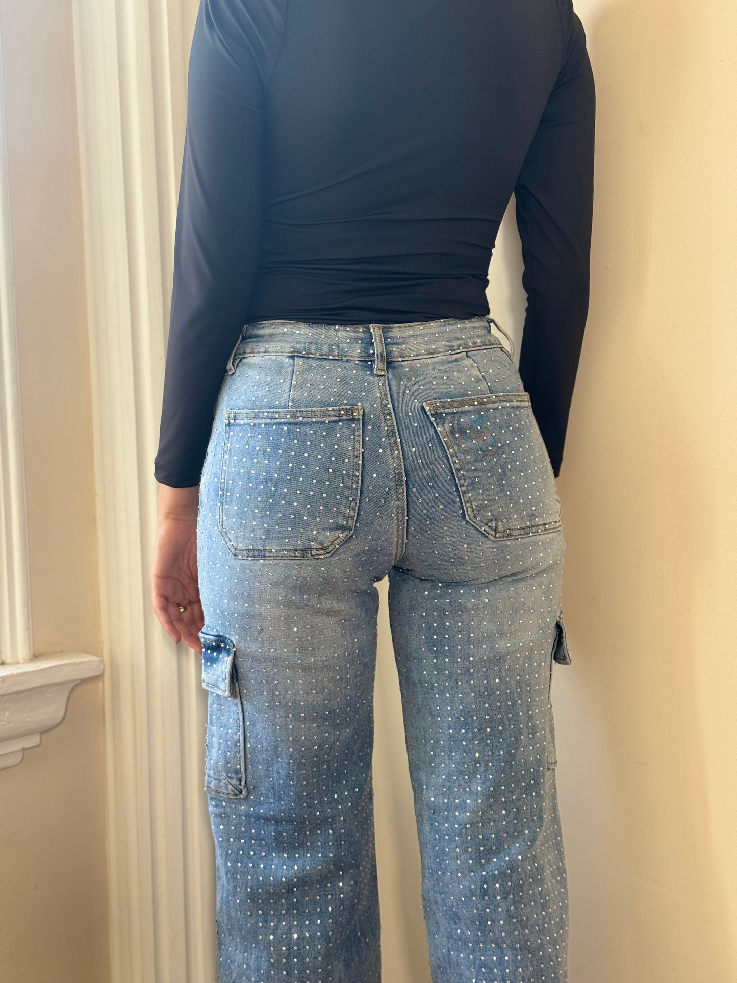 Pantalón cargo brillos