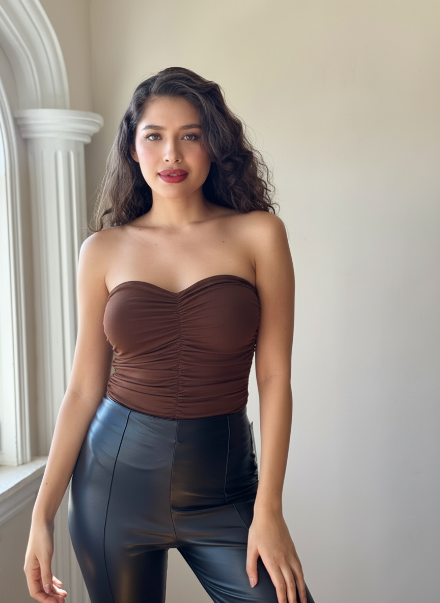 Body strapless plisado