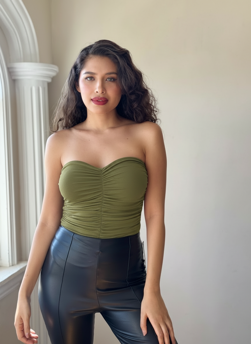 Body strapless plisado