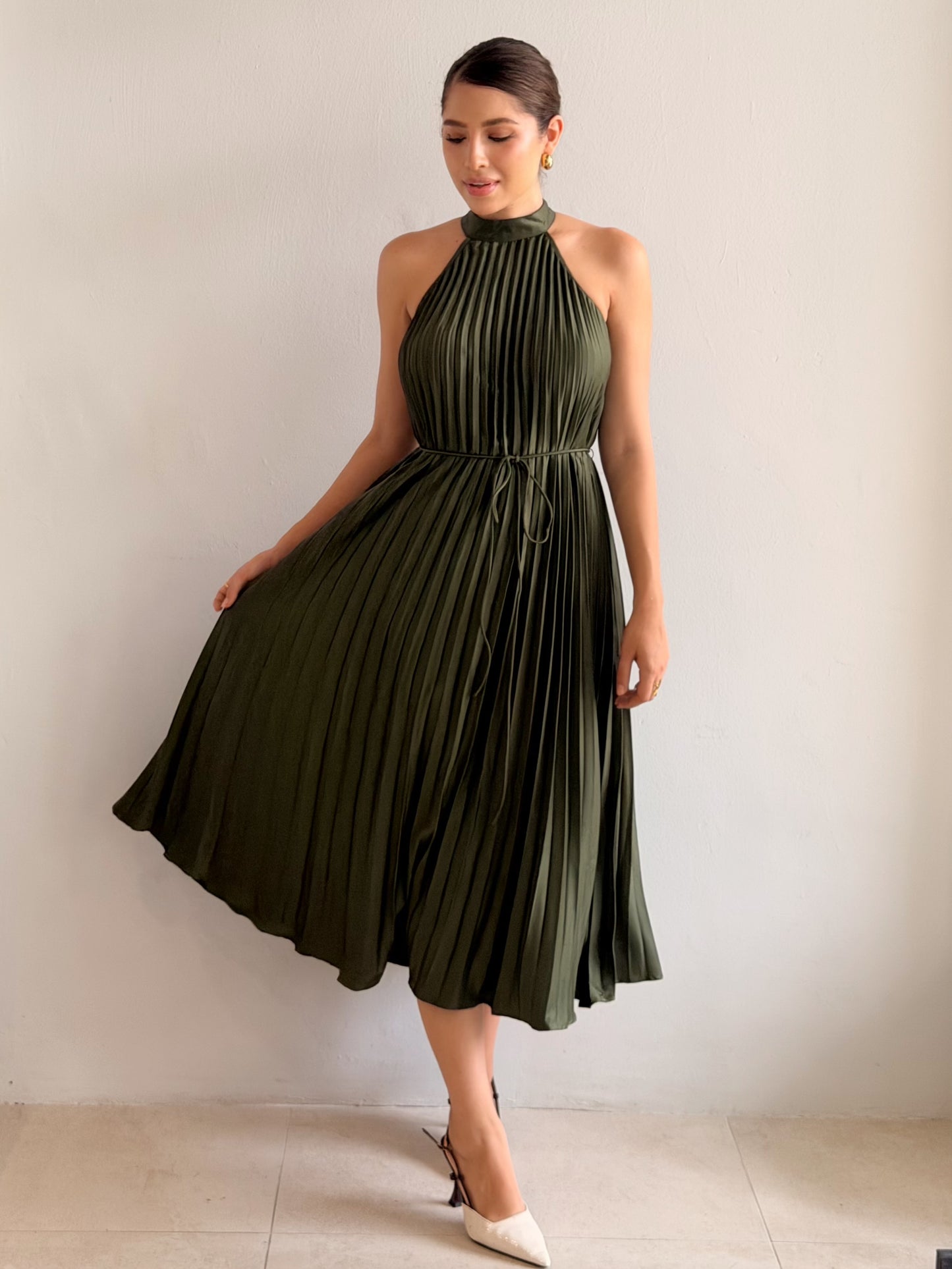 Vestido Plisado Halter
