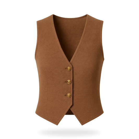 Chaleco tejido con botones dorados