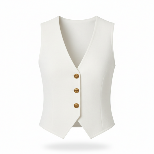 Chaleco tejido con botones dorados