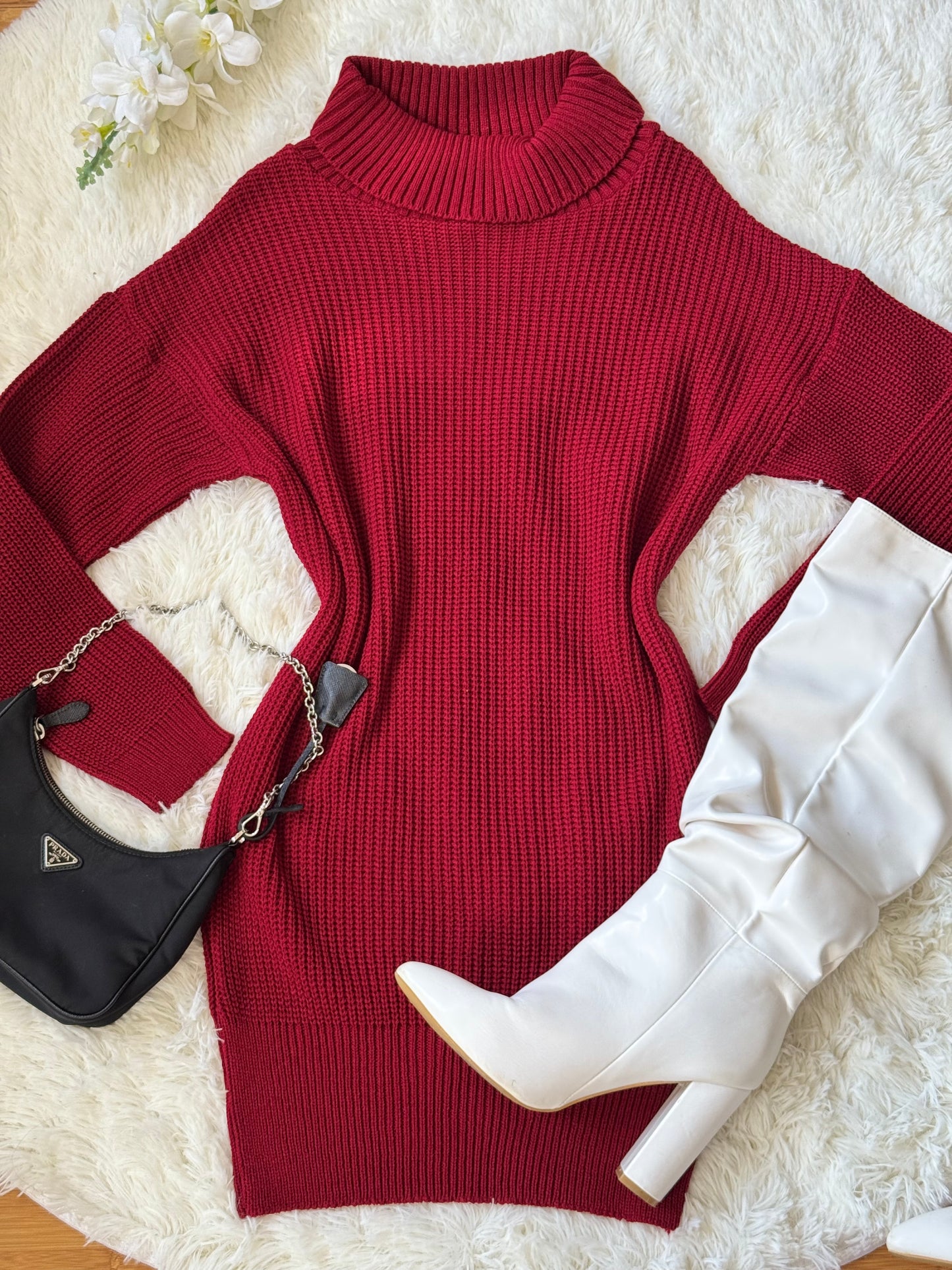 Vestido tejido cuello tortuga