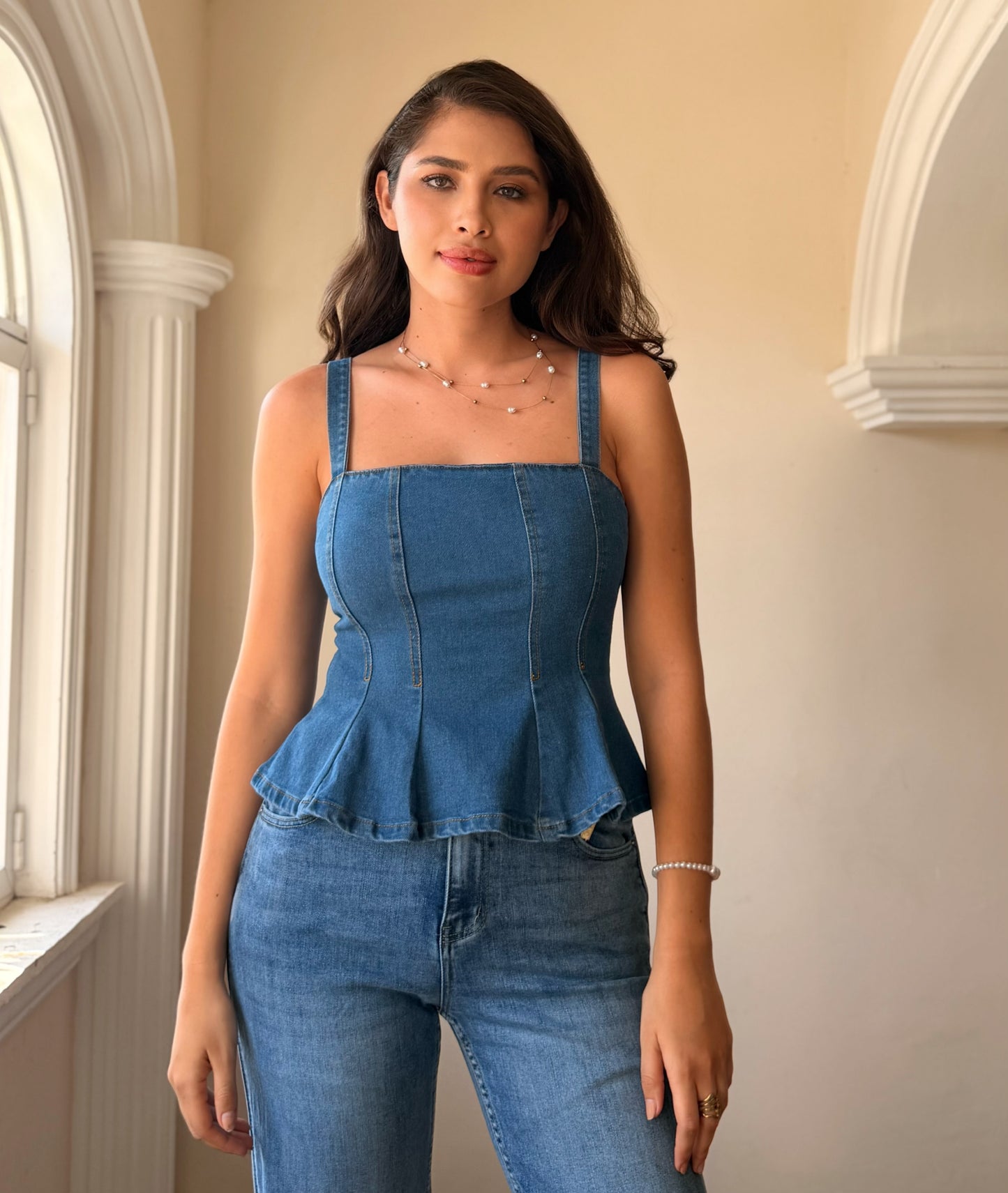 Blusa Mezclilla Peplum