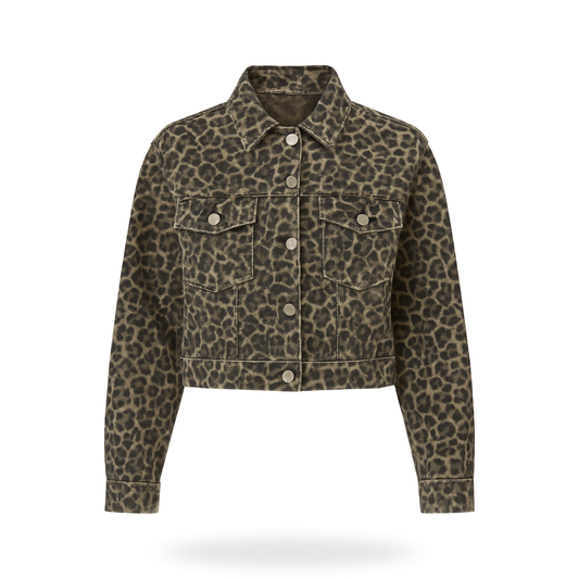 Chamarra mezclilla de leopardo