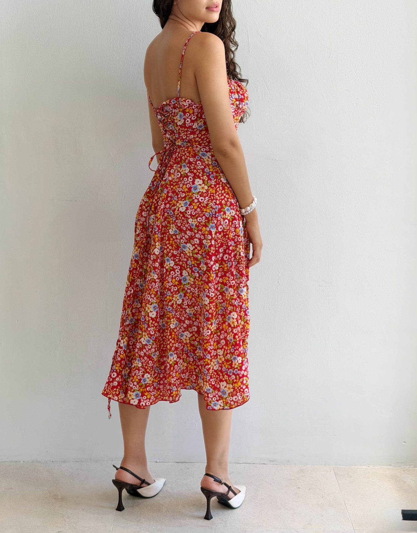 Vestido con corset de flores