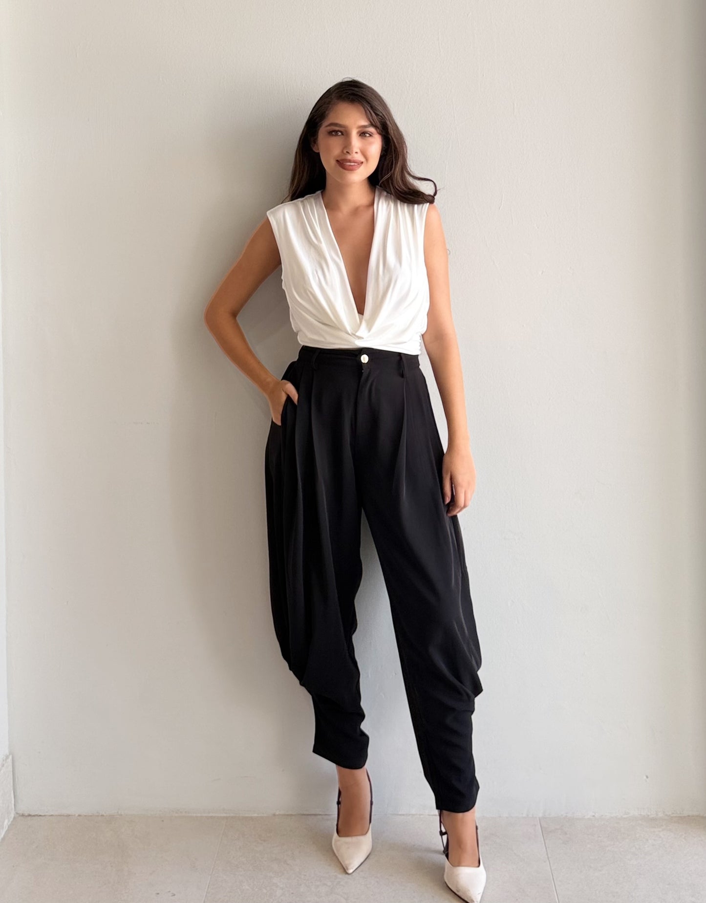Pantalon Con Pinzas Drapeado