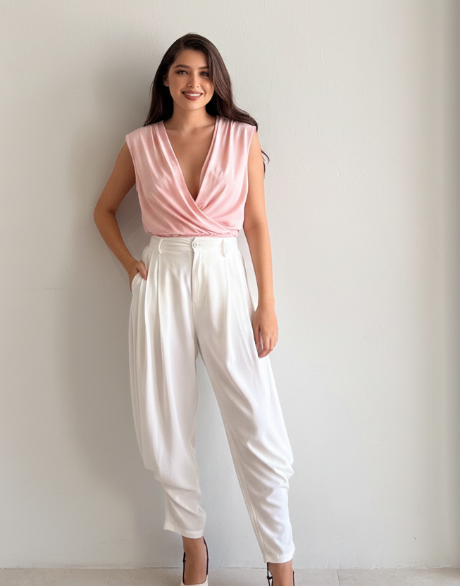 Pantalon Con Pinzas Drapeado