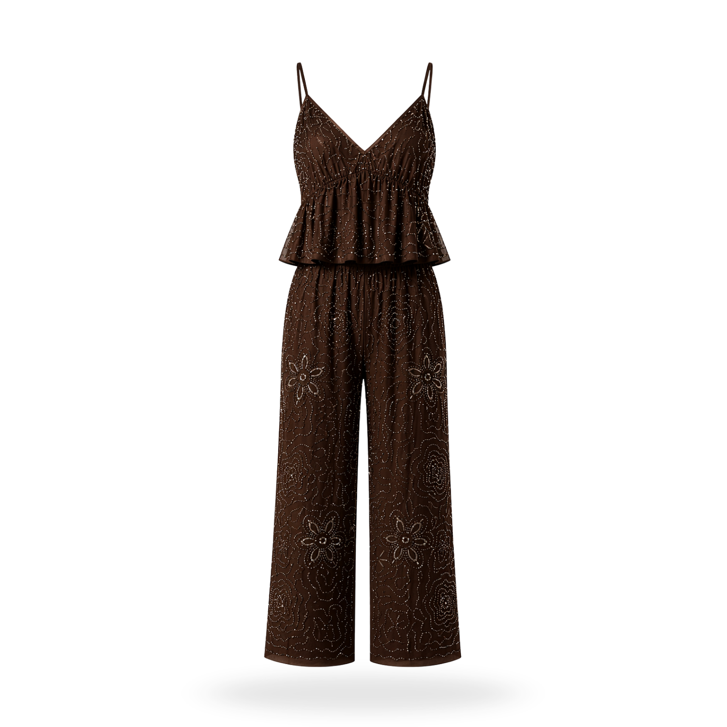 Conjunto de pantalon Bordado con Pedreria