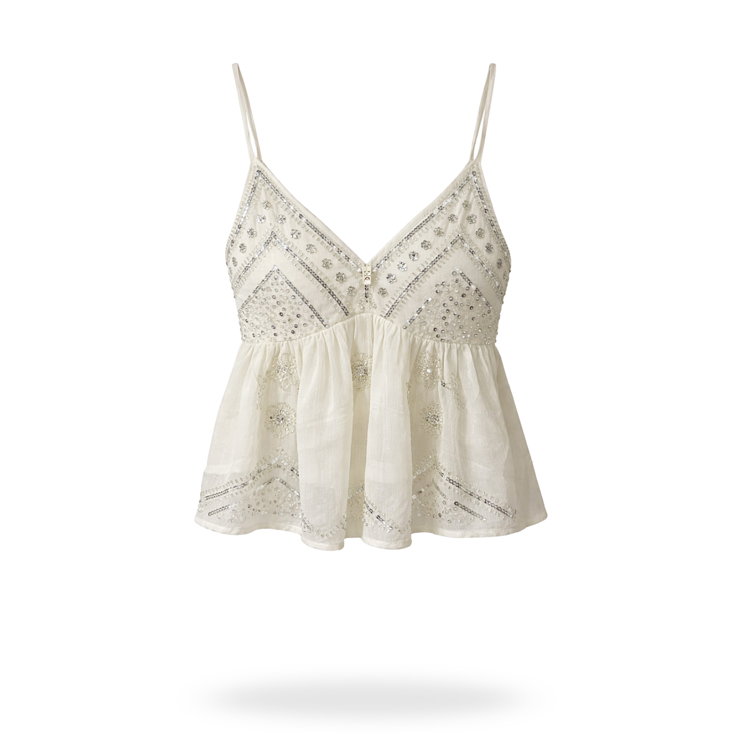 Blusa de tirantes bordada con lentejuela