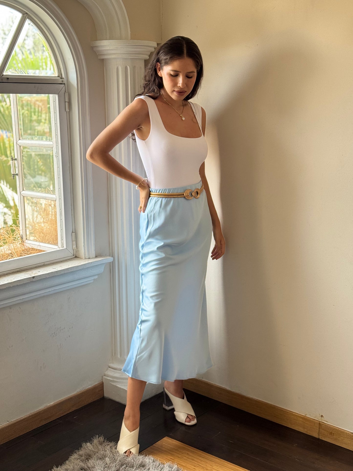 Maxi falda satinada