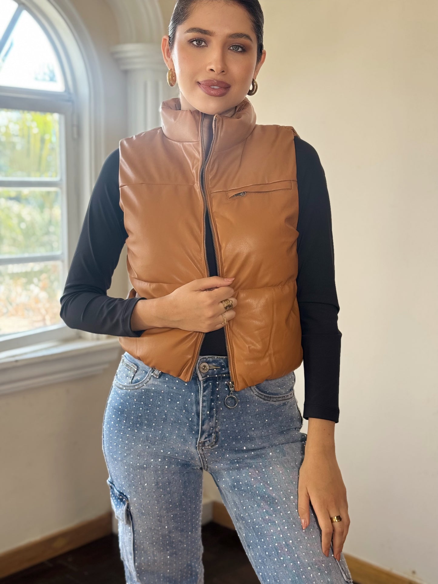 Chaleco bomber vinipiel