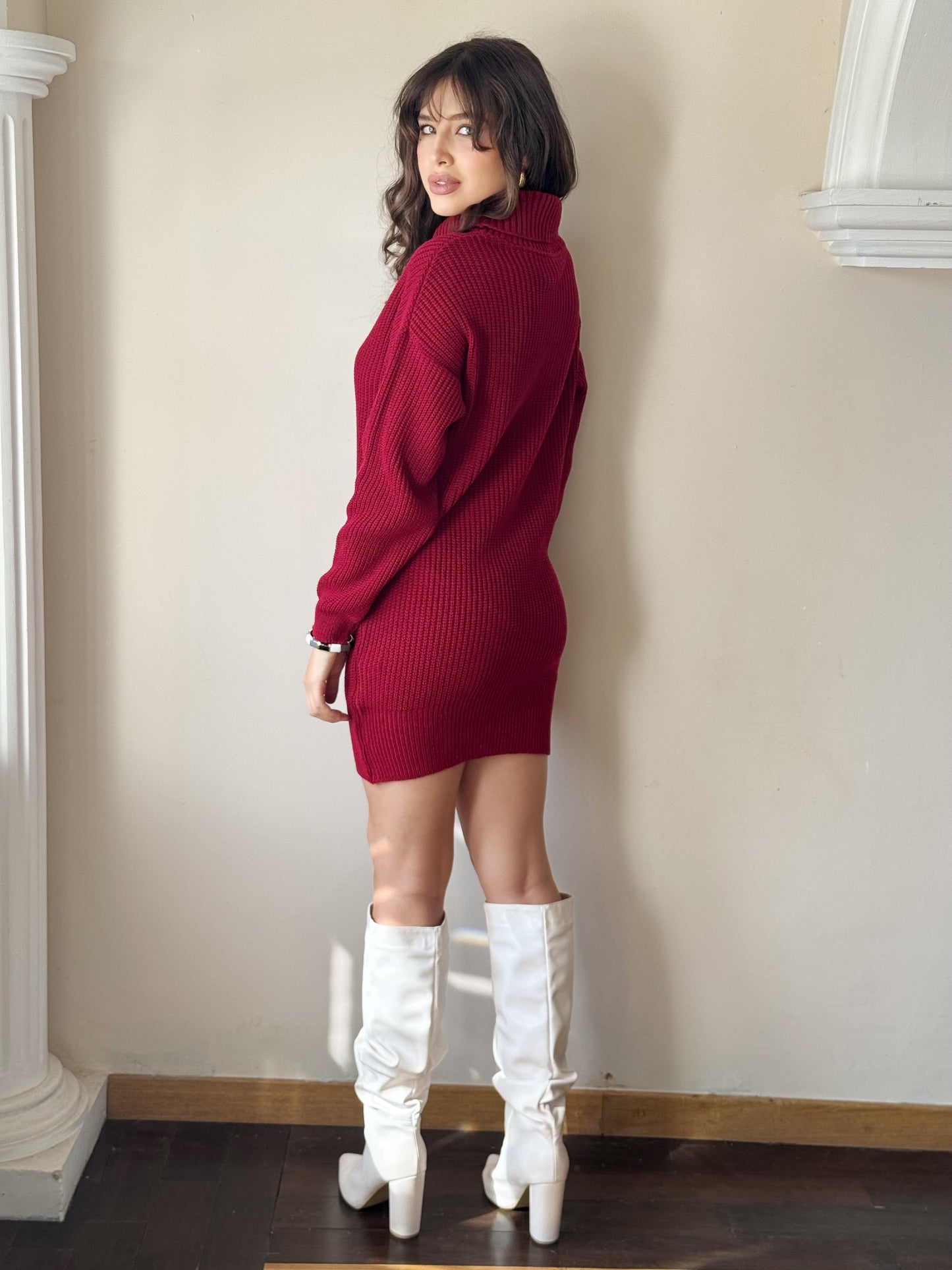 Vestido tejido cuello tortuga