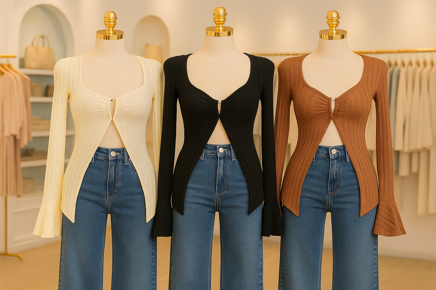 Blusa manga larga con escote