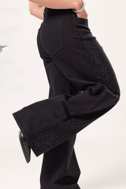 Jeans negro de brillos