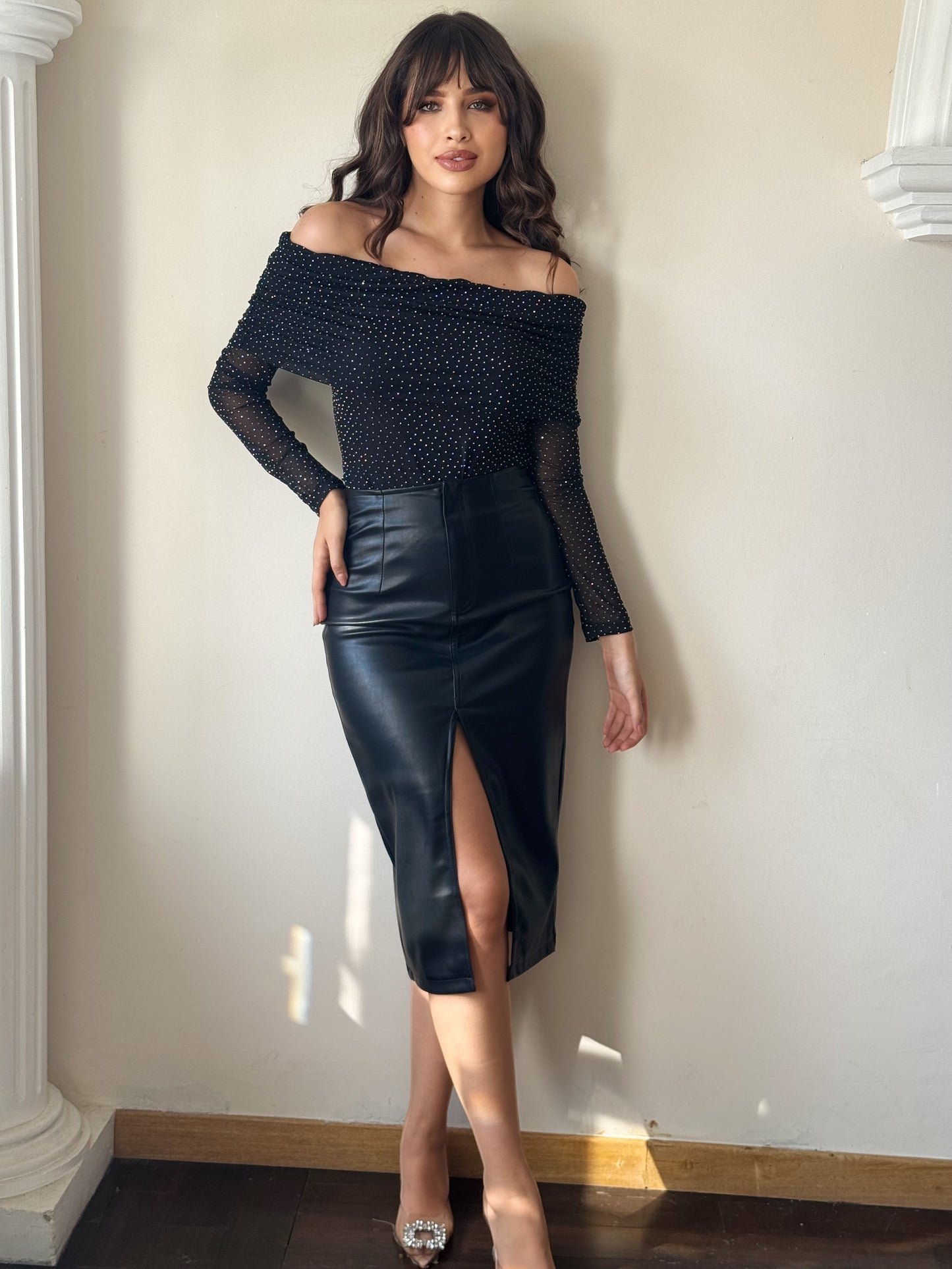 Body hombros descubiertos con brillos