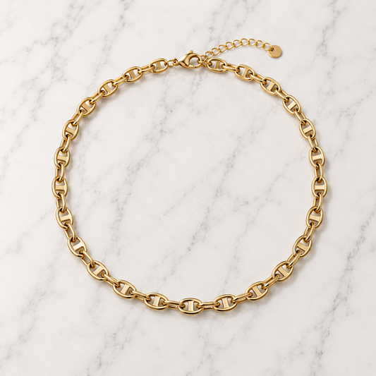Collar Dorado de Eslabones Marineros
