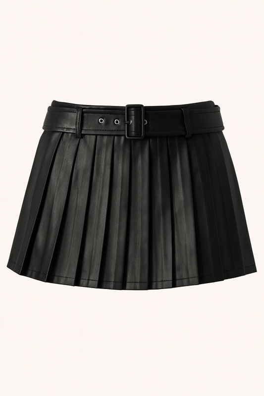 Falda tableada vinipiel con short
