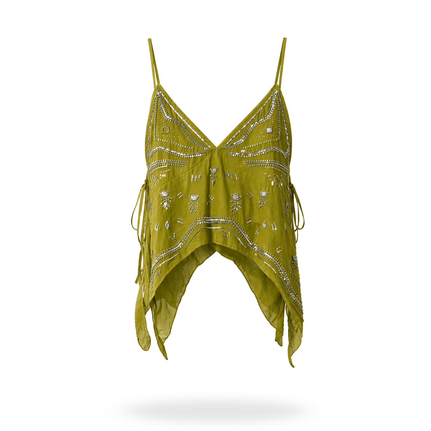 Blusa de tirantes asimétrica bordada
