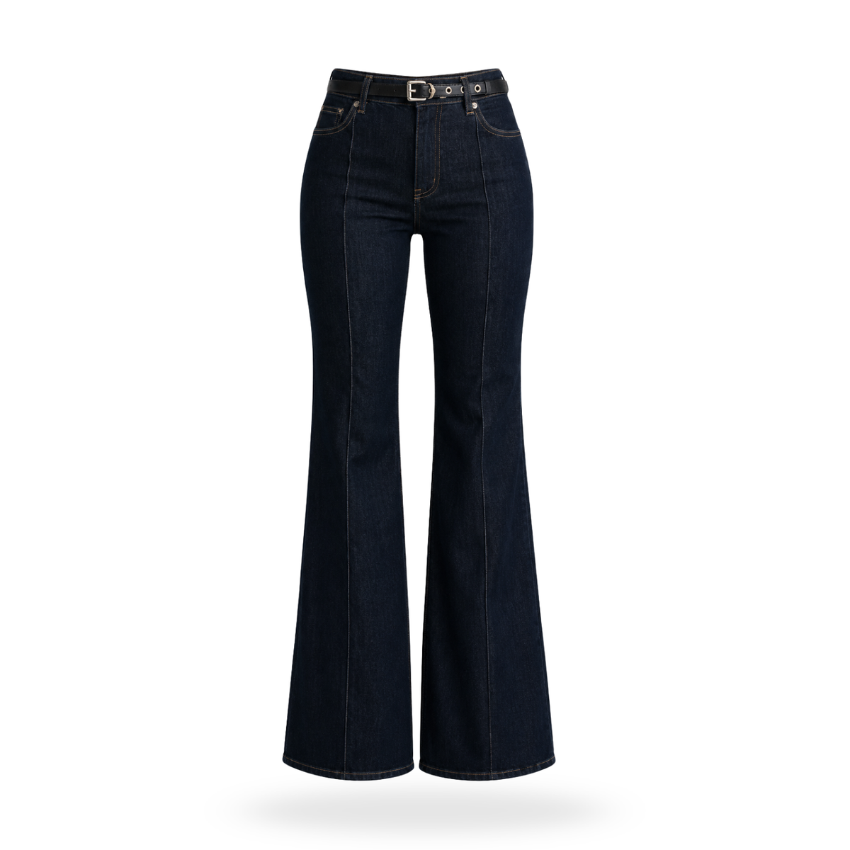Jeans Con Pinzas y cinturon de mezclilla