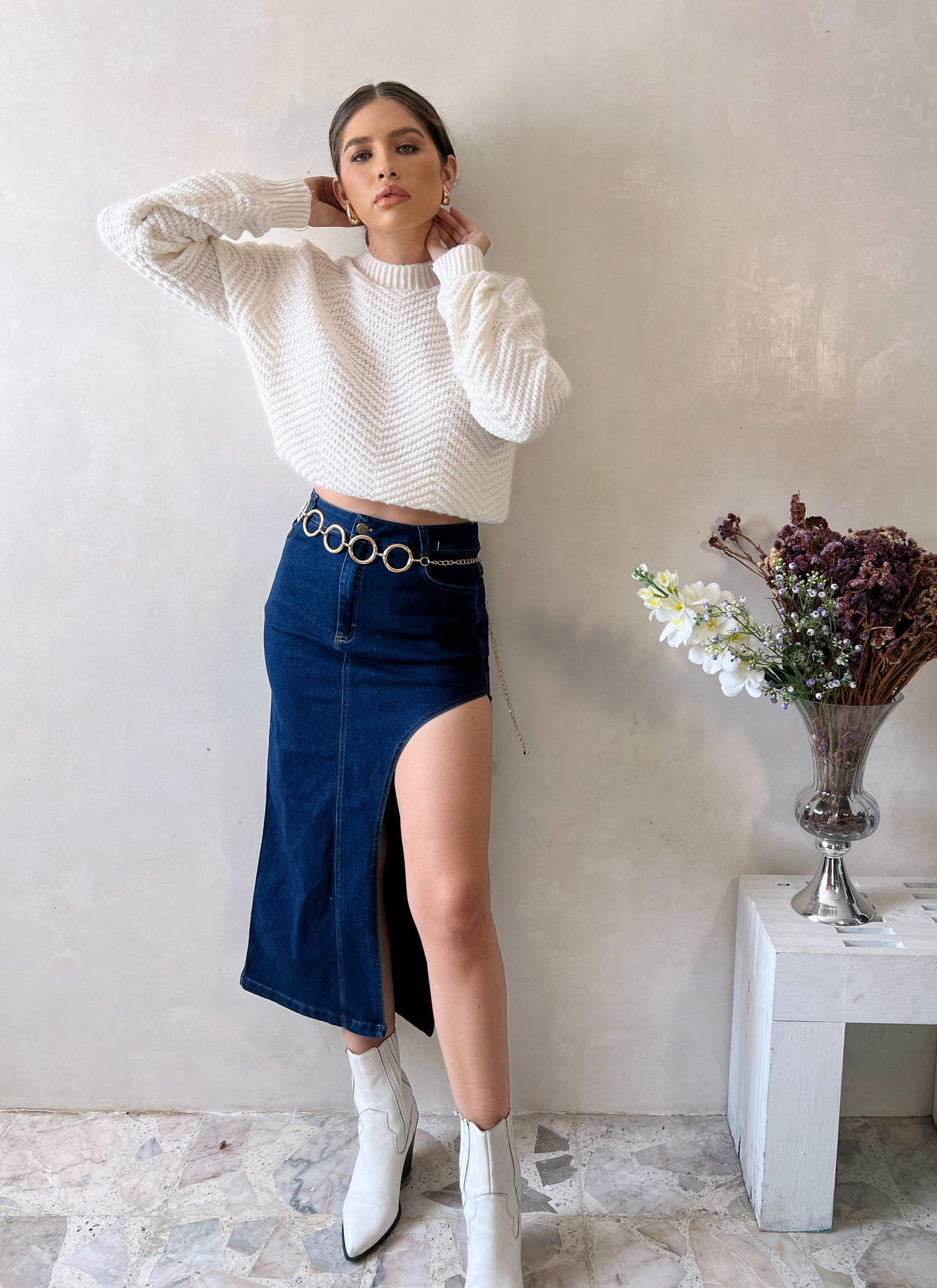 Maxi falda mezclilla