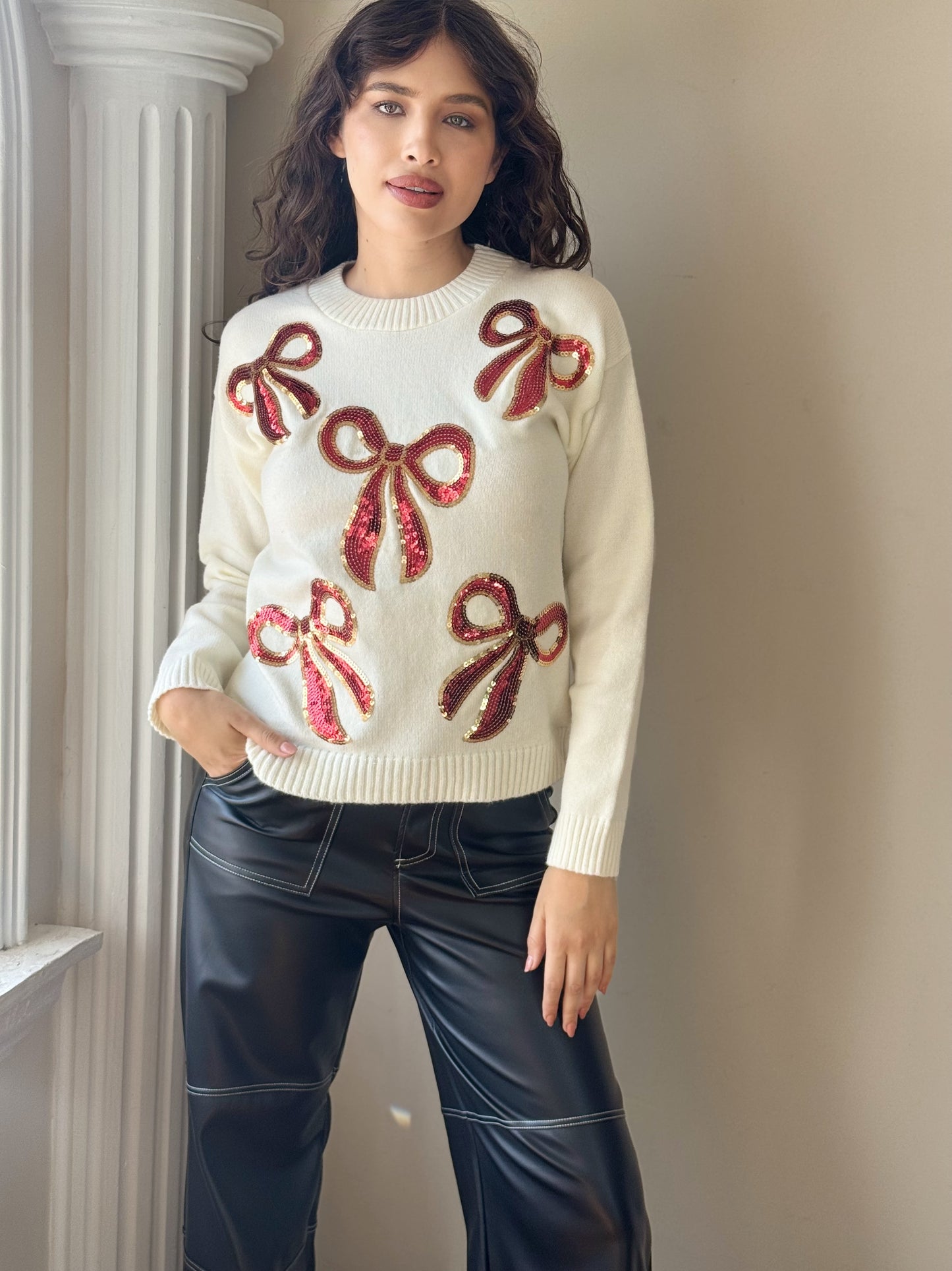 Suéter moños navideño