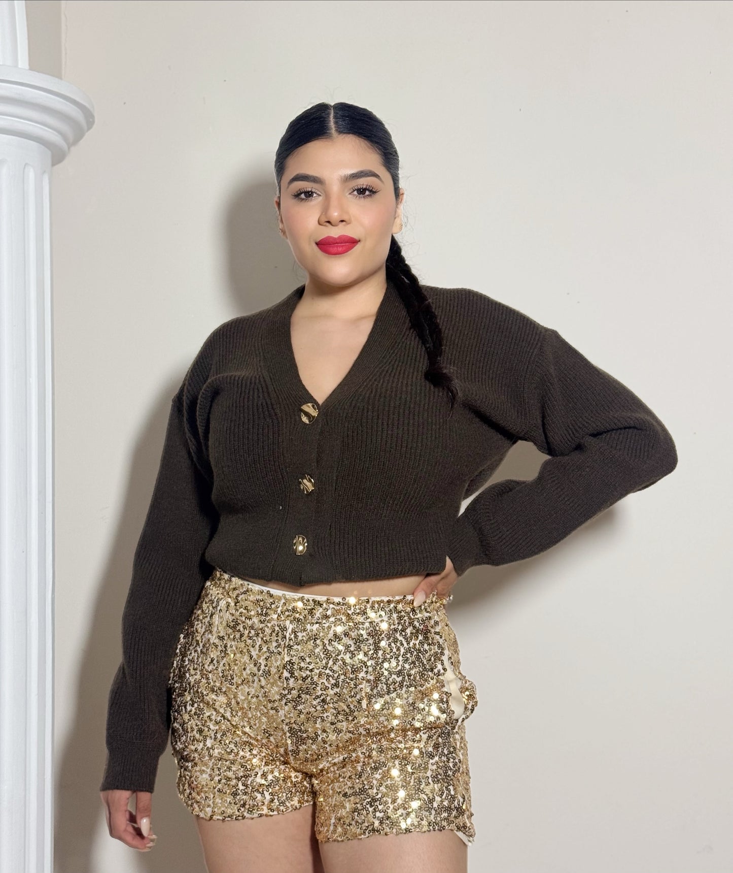 Short con lentejuelas y forro