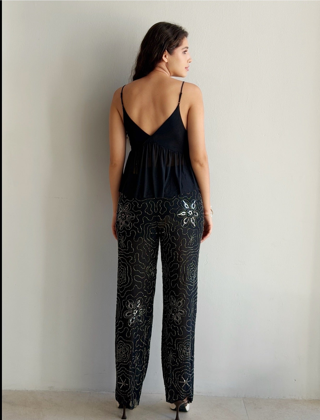 Conjunto de pantalon Bordado con Pedreria