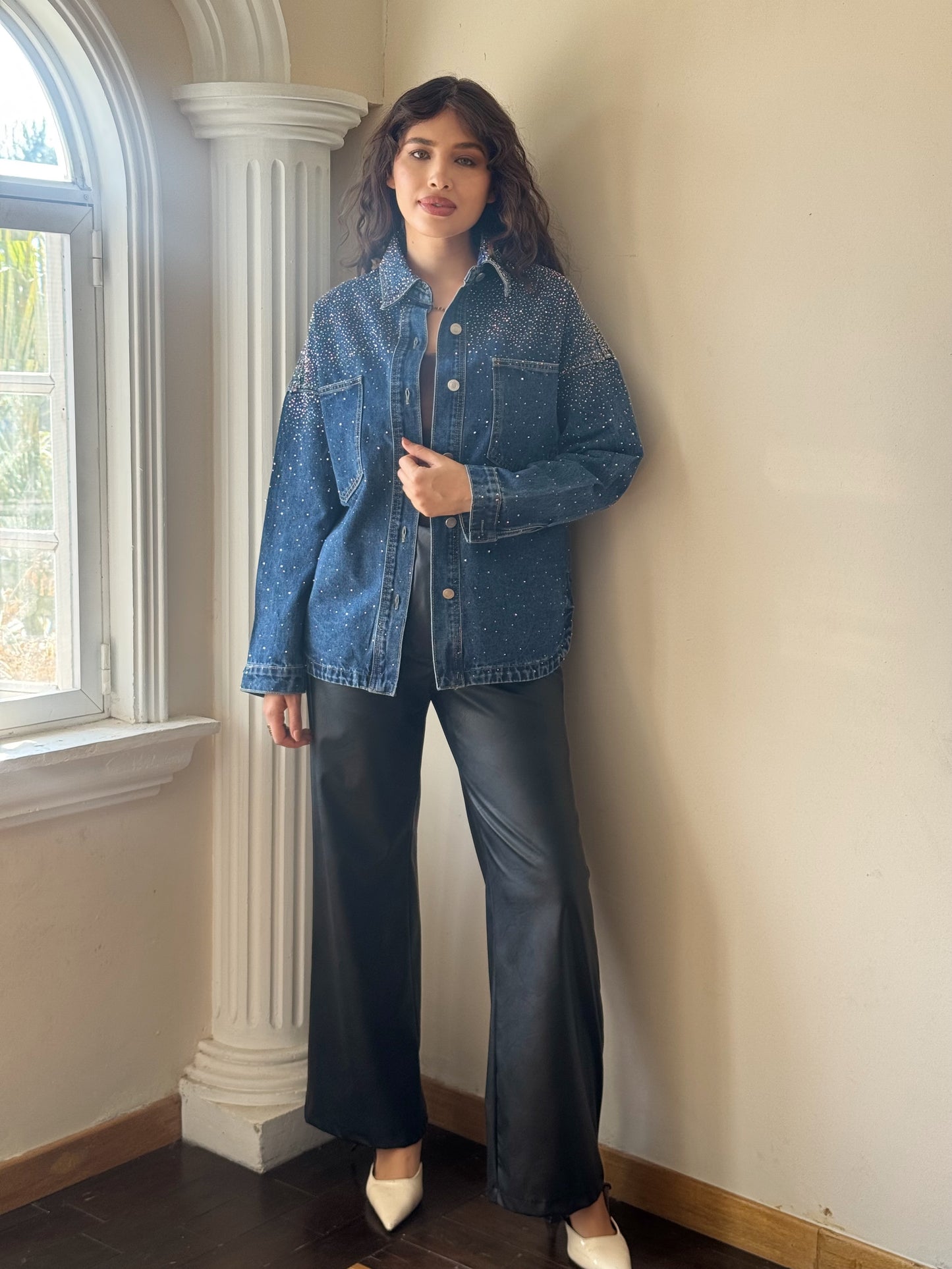 Camisa Oversize mezclilla con brillos