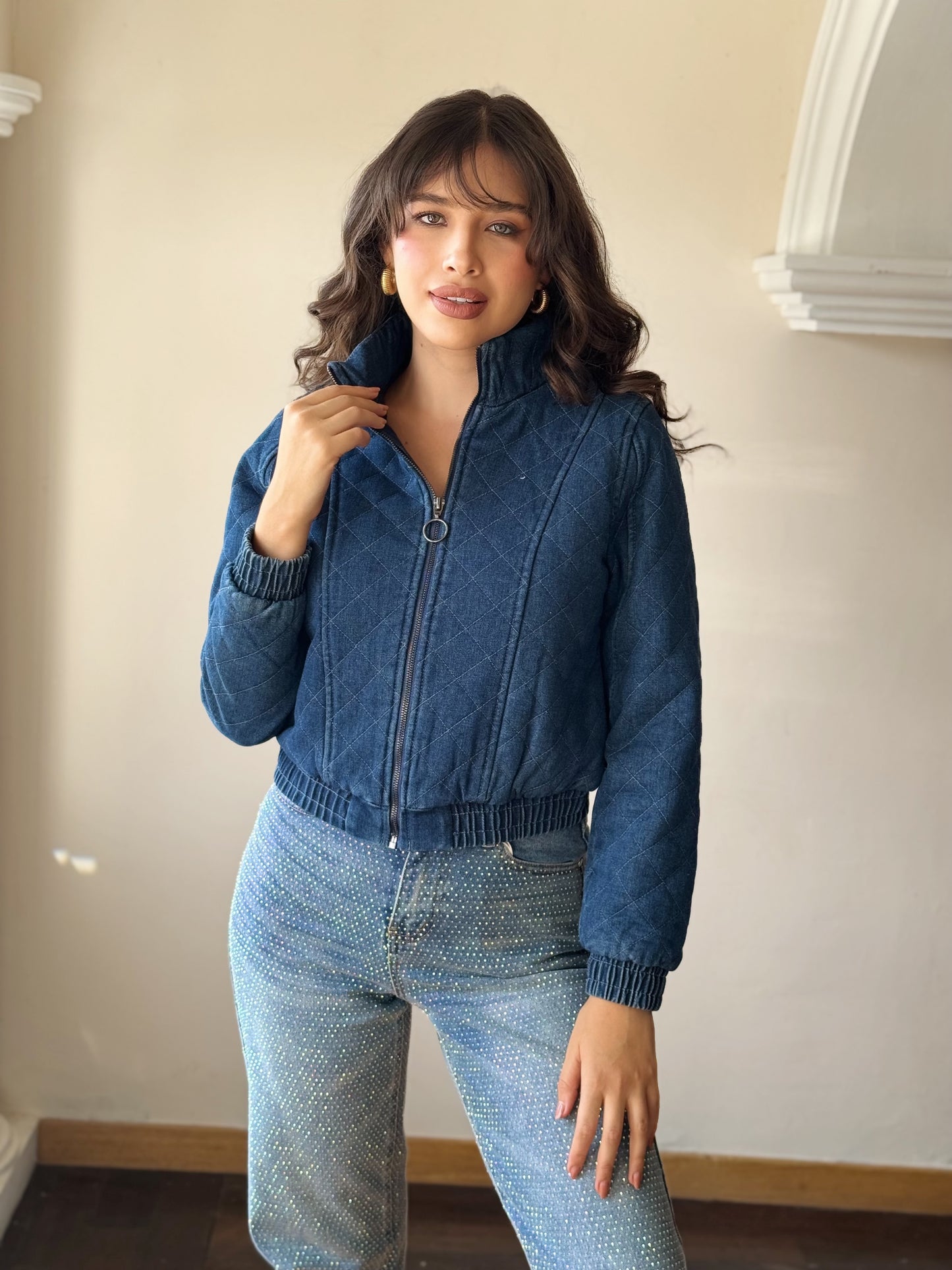 Chamarra capitonada de mezclilla