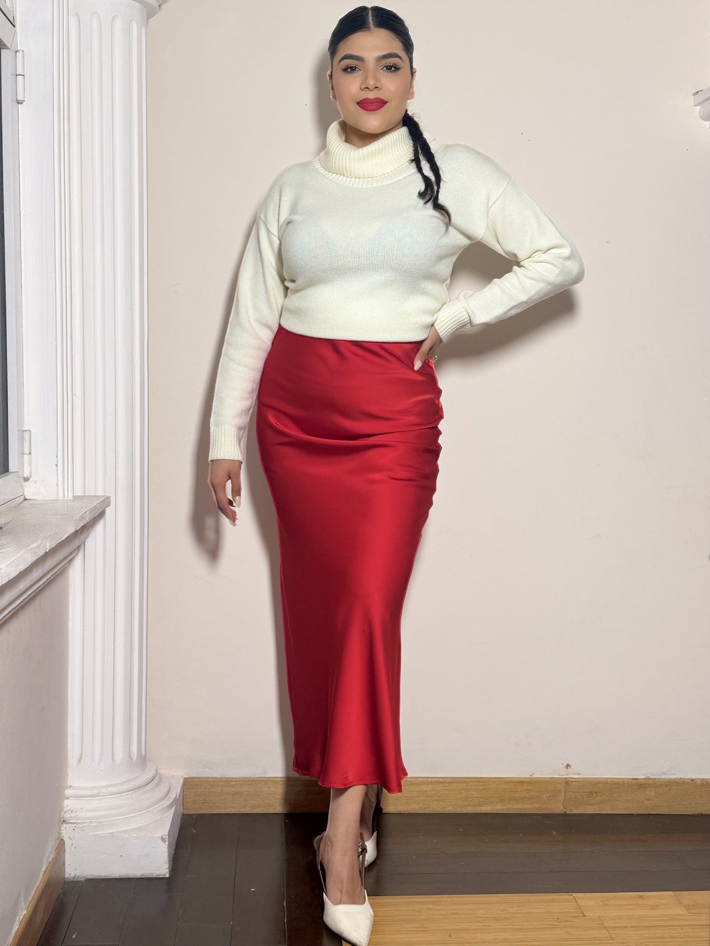 Maxi falda satin