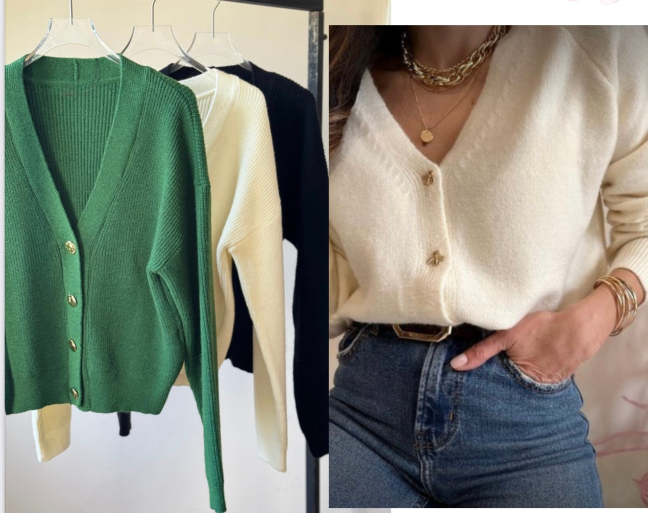 Cárdigan botones dorados