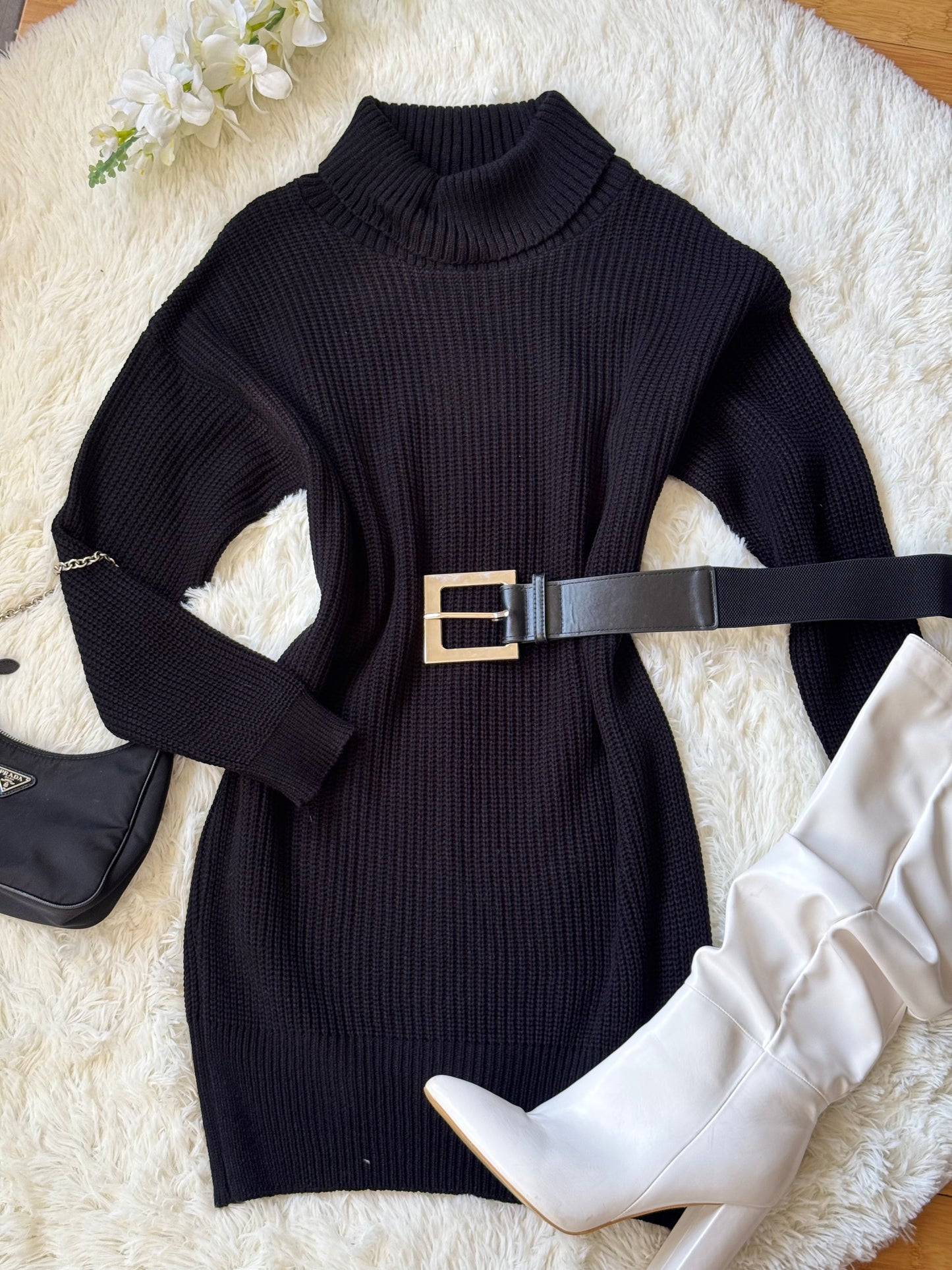 Vestido tejido cuello tortuga