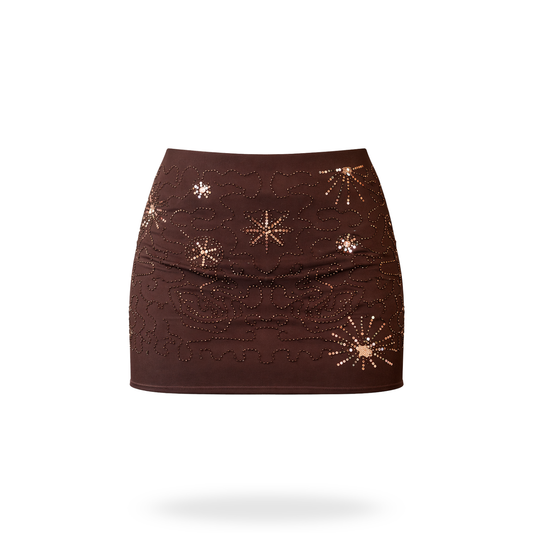 Mini falda mesh bordada