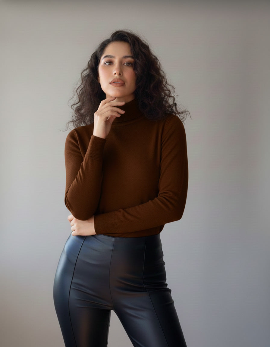 Blusa tejida cuello tortuga