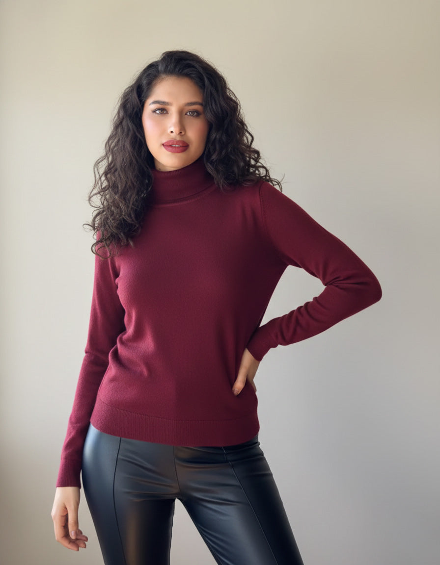 Blusa tejida cuello tortuga