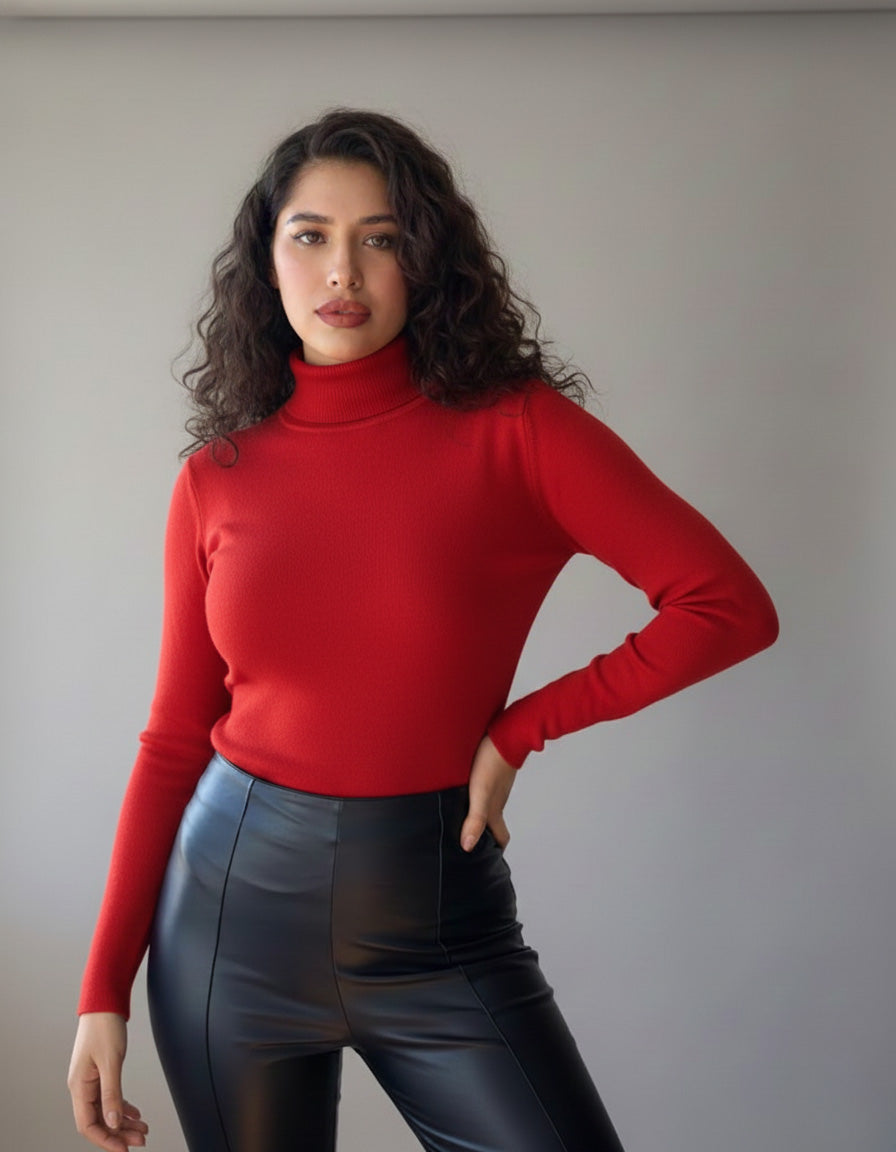 Blusa tejida cuello tortuga