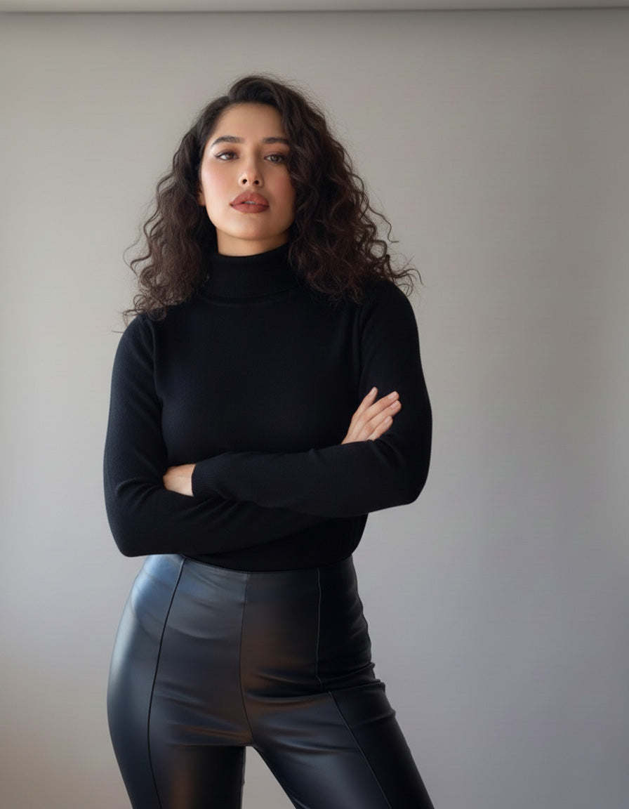 Blusa tejida cuello tortuga