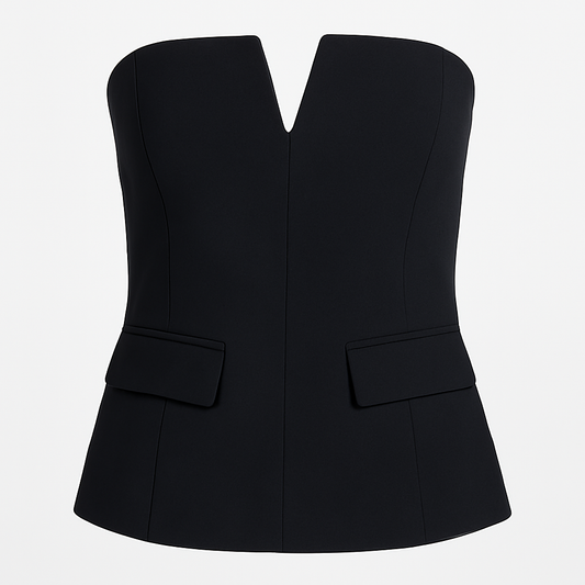 Blusa strapless con carteras
