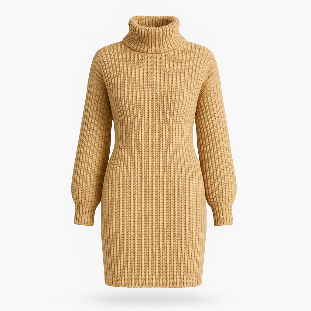 Vestido tejido cuello tortuga