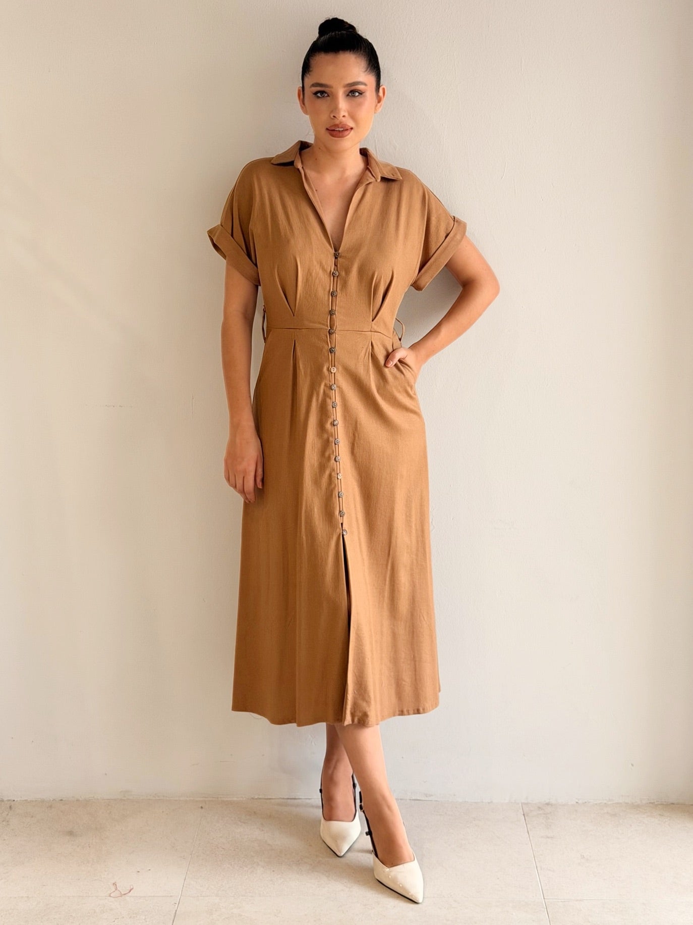 Vestido de Lino Con botones