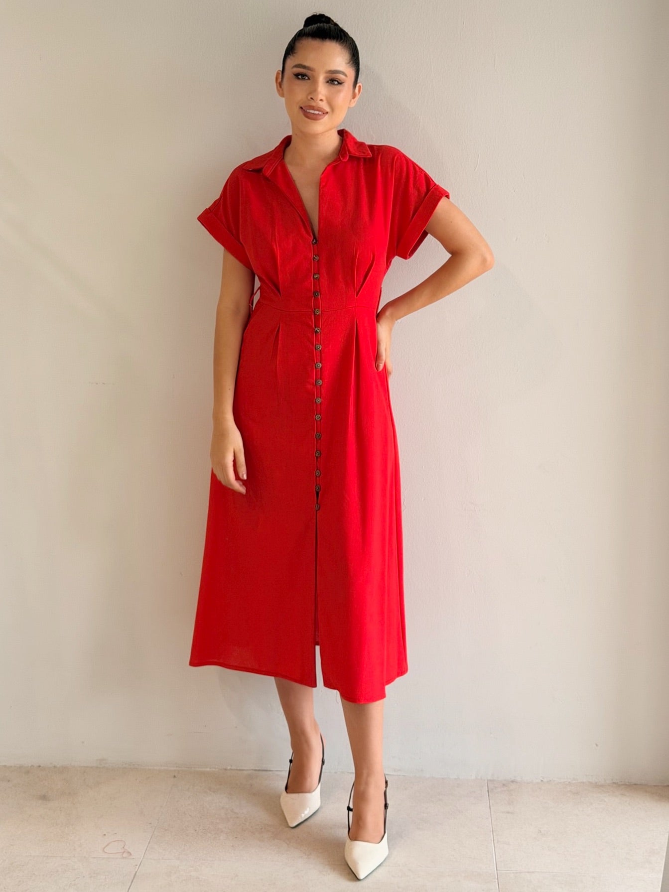 Vestido de Lino Con botones